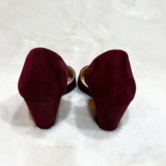 Kenneth Cole Reaction Wine Red Faux Suede Heels Wedge New Women’s Sz 6.5 - Picture 8 of 13